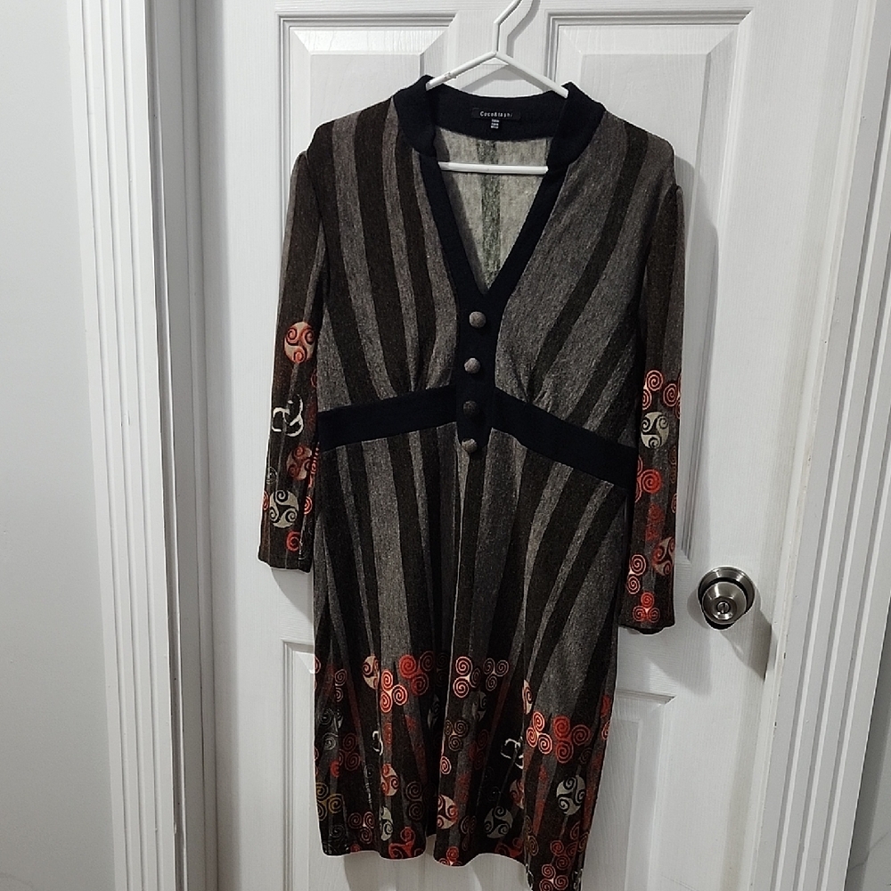 Coco & Tashi Dress Size Large / Xl Fall Brown Orange Gray